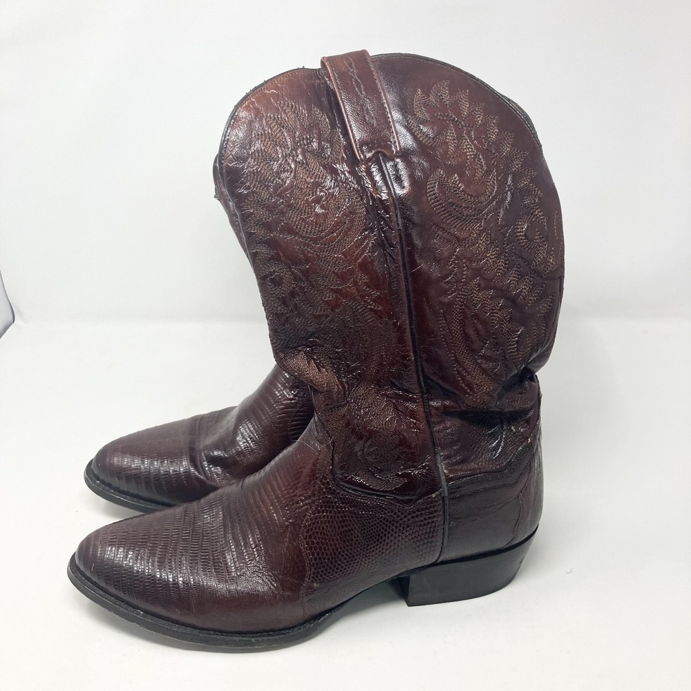 Dan Post Boots Mens Size 11 Brown Lizard Western Cowboy Pointed Toe DP2351